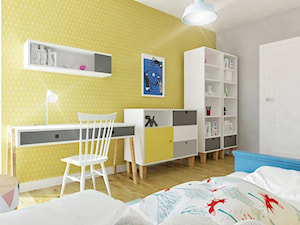 Pokój dziecięcy - Średni szary żółty pokój dziecka dla nastolatka dla chłopca dla dziewczynki - zdjęcie od Pracownia Aranżacji Wnętrz "O-kreślarnia"