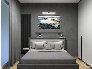Sypialnia w czerni i szarości - zdjęcie od STYLOWE ARANŻACJE Studio Projektowania Wnętrz
