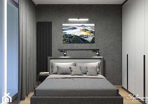 Sypialnia w czerni i szarości - zdjęcie od STYLOWE ARANŻACJE Studio Projektowania Wnętrz
