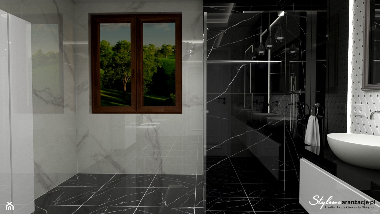 Łazienka w czerni i bieli 03 - zdjęcie od STYLOWE ARANŻACJE Studio Projektowania Wnętrz - Homebook