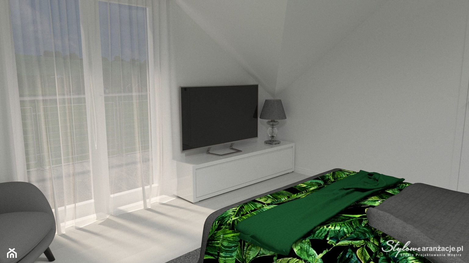Sypialnia w zieleni 01 - zdjęcie od STYLOWE ARANŻACJE Studio Projektowania Wnętrz - Homebook