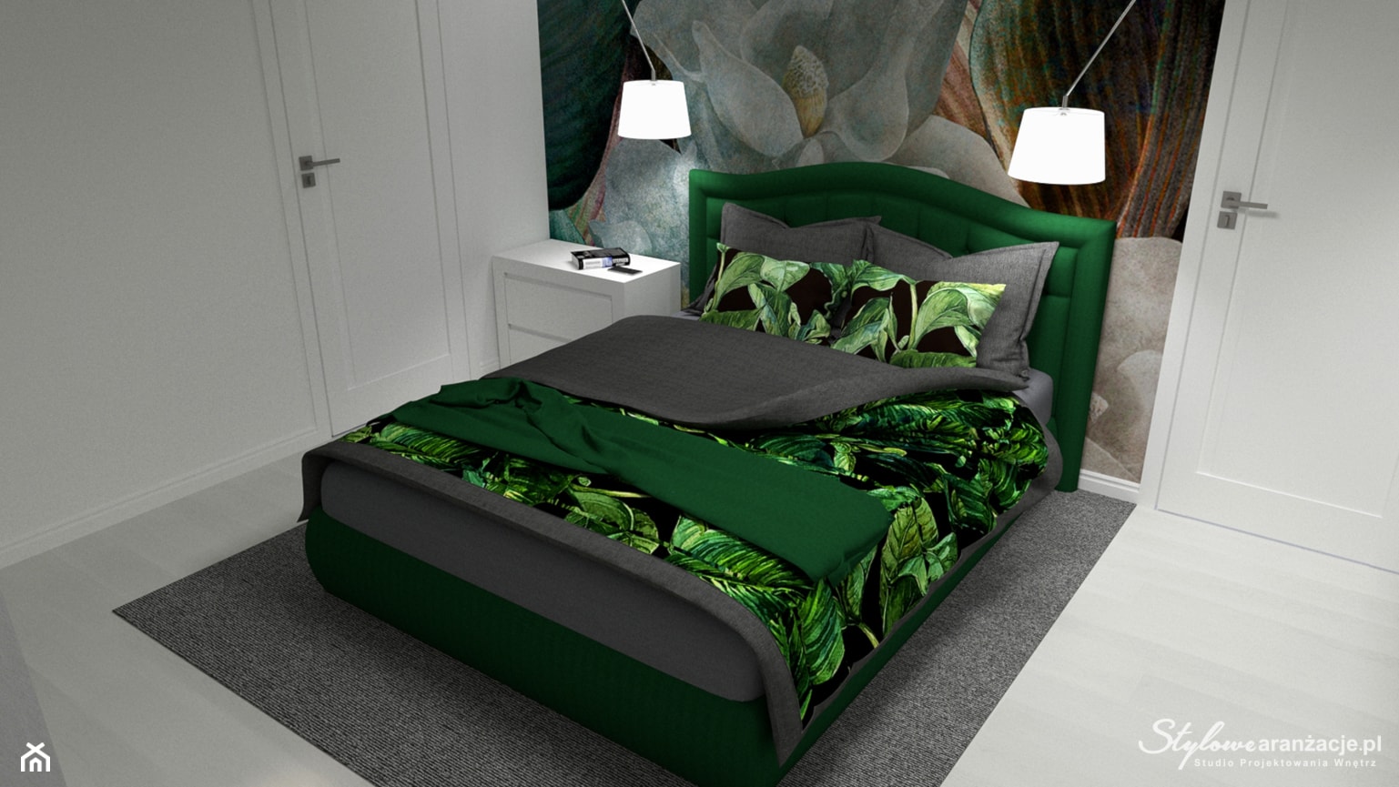 Sypialnia w zieleni 05 - zdjęcie od STYLOWE ARANŻACJE Studio Projektowania Wnętrz - Homebook