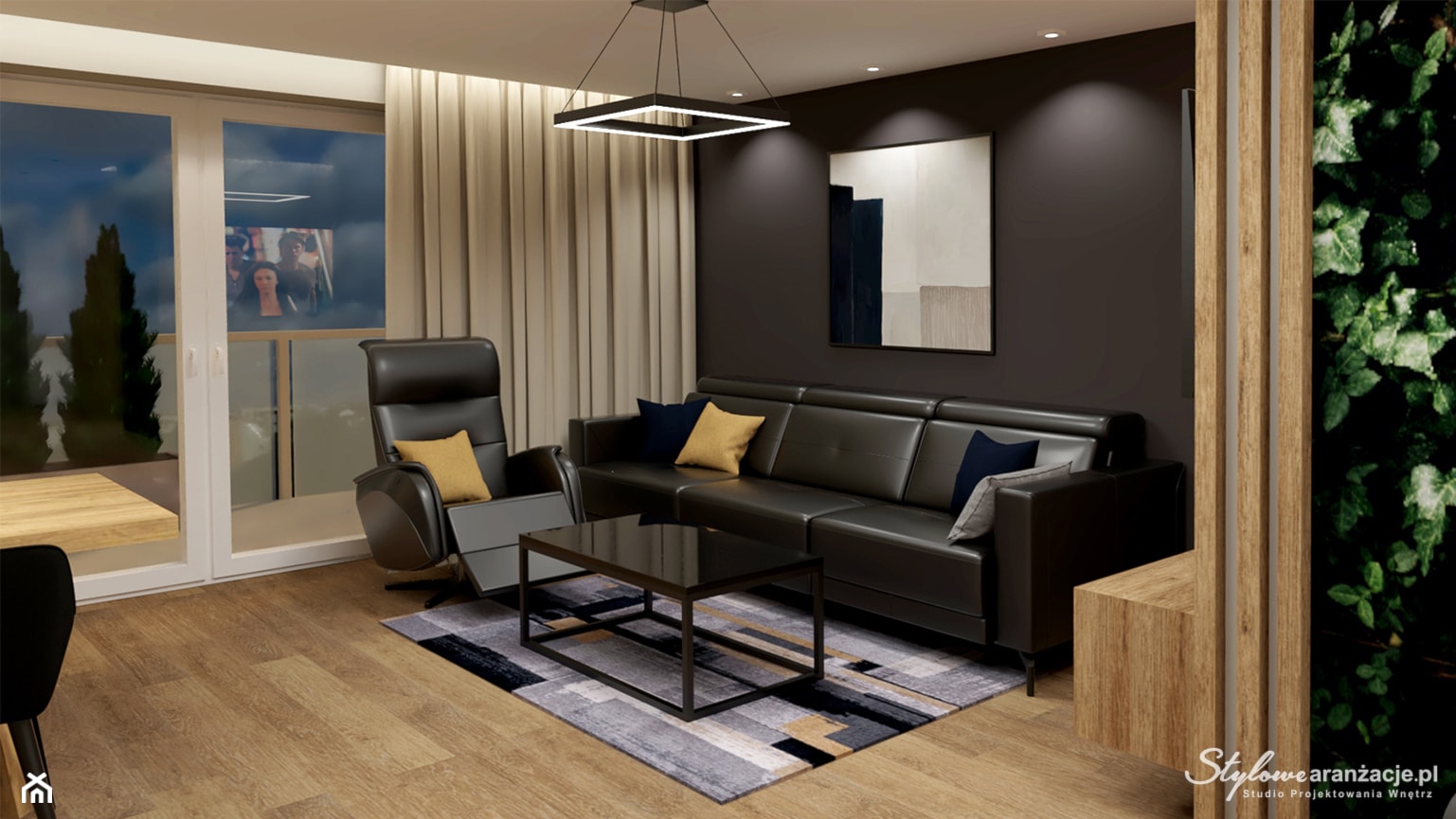 Salon z czarną sofą - zdjęcie od STYLOWE ARANŻACJE Studio Projektowania Wnętrz - Homebook