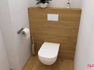 Biało-drewniana toaleta 02 - zdjęcie od STYLOWE ARANŻACJE Studio Projektowania Wnętrz