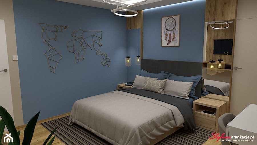 Błękitno-kremowa sypialnia 03 - zdjęcie od STYLOWE ARANŻACJE Studio Projektowania Wnętrz