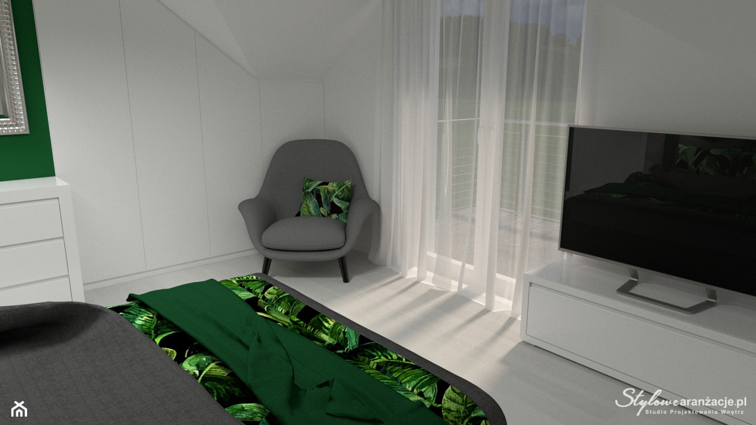 Sypialnia w zieleni 02 - zdjęcie od STYLOWE ARANŻACJE Studio Projektowania Wnętrz - Homebook