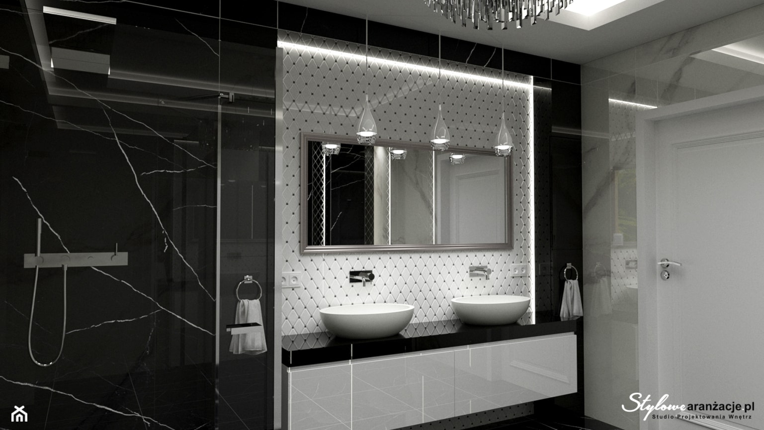 Łazienka w czerni i bieli - zdjęcie od STYLOWE ARANŻACJE Studio Projektowania Wnętrz - Homebook