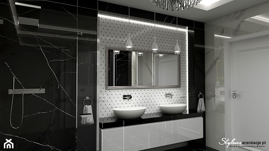 Łazienka w czerni i bieli - zdjęcie od STYLOWE ARANŻACJE Studio Projektowania Wnętrz