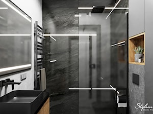 Łazienka w czerni i szarości - zdjęcie od STYLOWE ARANŻACJE Studio Projektowania Wnętrz