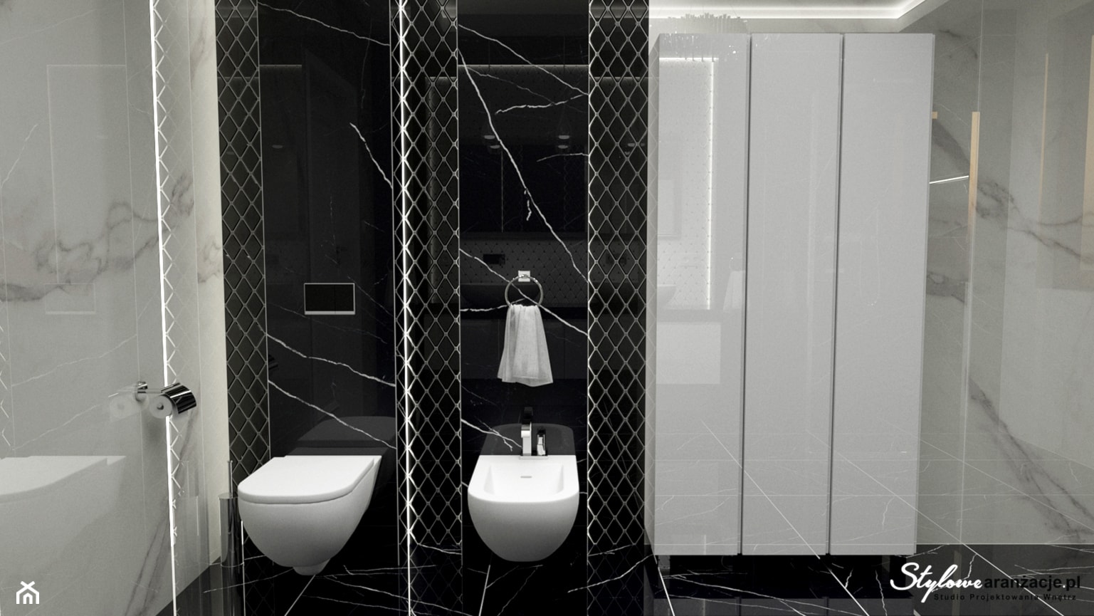 Łazienka w czerni i bieli 02 - zdjęcie od STYLOWE ARANŻACJE Studio Projektowania Wnętrz - Homebook