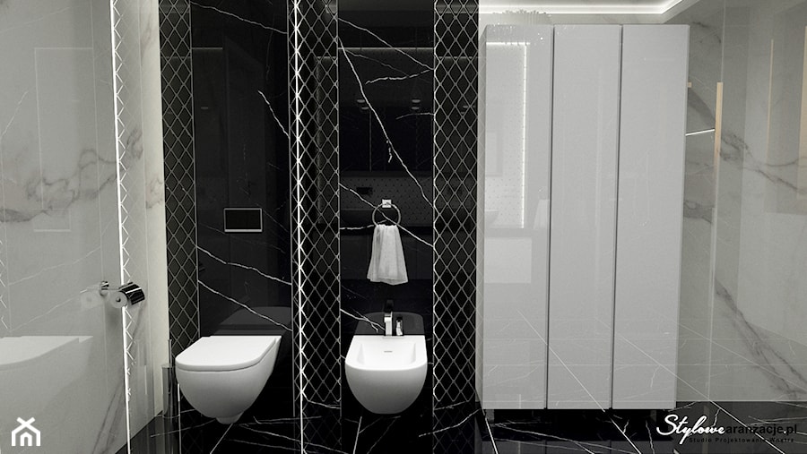 Łazienka w czerni i bieli 02 - zdjęcie od STYLOWE ARANŻACJE Studio Projektowania Wnętrz