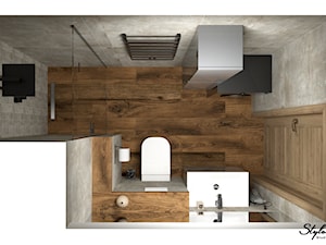 Łazienka z płytkami imitującymi kamień i drewno 01 - zdjęcie od STYLOWE ARANŻACJE Studio Projektowania Wnętrz