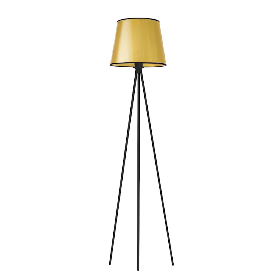 Lampa podłogowa trójnóg RENO MIRROR ze złotym, lustrzanym abażurem - zdjęcie od LYSNE.PL