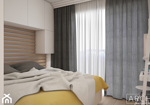 Mieszkanie Sieradz I - Mała szara sypialnia, styl nowoczesny - zdjęcie od ArchiVR Bartlomiej Rakowski