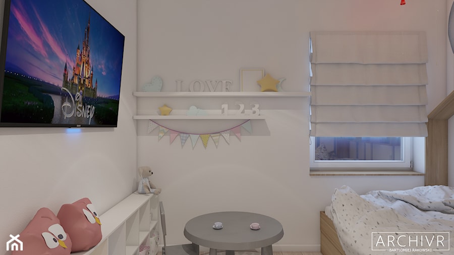 Mieszkanie Sieradz II - Mały biały pokój dziecka dla dziecka dla dziewczynki, styl nowoczesny - zdjęcie od ArchiVR Bartlomiej Rakowski