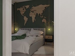 Mieszkanie Sieradz II - Mała czarna zielona sypialnia, styl nowoczesny - zdjęcie od ArchiVR Bartlomiej Rakowski