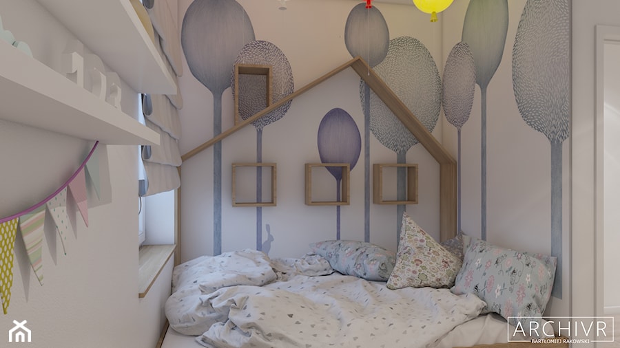 Mieszkanie Sieradz II - Mały biały pokój dziecka dla dziecka dla chłopca dla dziewczynki, styl nowoczesny - zdjęcie od ArchiVR Bartlomiej Rakowski