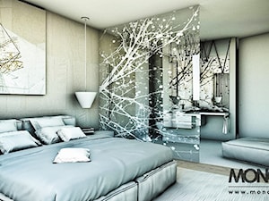 APARTAMENT - Duża sypialnia, styl nowoczesny - zdjęcie od MONOstudio Projektowanie Wnętrz i Galeria
