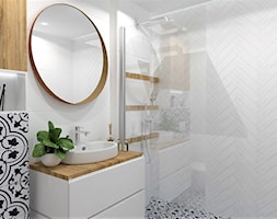 OTULONE DREWNEM - Mała bez okna z lustrem łazienka, styl nowoczesny - zdjęcie od j.MI - Homebook