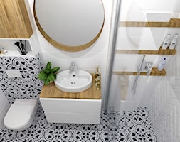 OTULONE DREWNEM - Średnia bez okna z lustrem łazienka, styl nowoczesny - zdjęcie od j.MI - Homebook