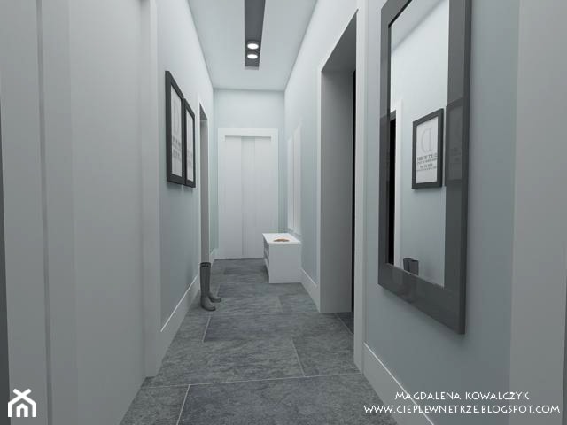 aranżacja korytarza w kamienicy/ Wrocław - Średni biały szary hol / przedpokój, styl nowoczesny - zdjęcie od Ciepłe wnętrze