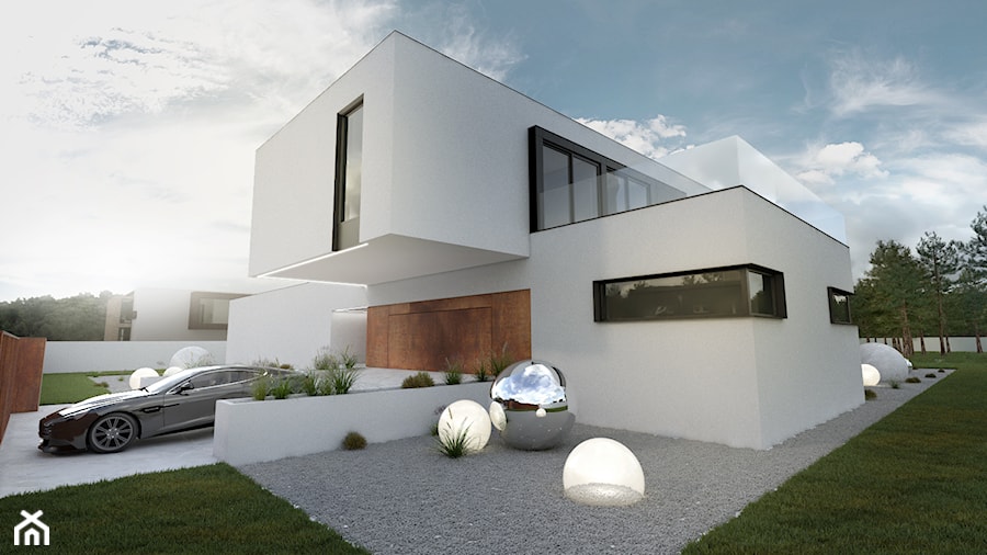Nowoczesny projekt domu jednorodzinnego - zdjęcie od BIAMS Budownictwo i Architektura Marcin Sieradzki - projektant, architekt