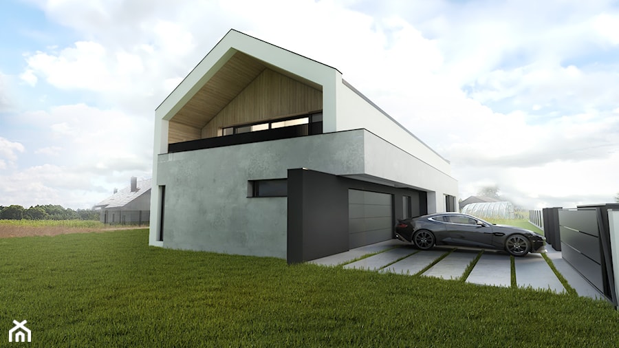 Dom jednorodzinny z poddaszem i loggią - zdjęcie od BIAMS Budownictwo i Architektura Marcin Sieradzki - projektant, architekt