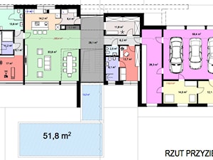 Rzut przyziemia w dom jednorodzinnym - parter - zdjęcie od BIAMS Budownictwo i Architektura Marcin Sieradzki - projektant, architekt