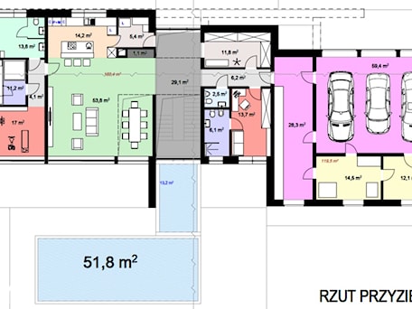 Aranżacje wnętrz - Domy: Rzut przyziemia w dom jednorodzinnym - parter - BIAMS Budownictwo i Architektura Marcin Sieradzki - projektant, architekt. Przeglądaj, dodawaj i zapisuj najlepsze zdjęcia, pomysły i inspiracje designerskie. W bazie mamy już prawie milion fotografii!