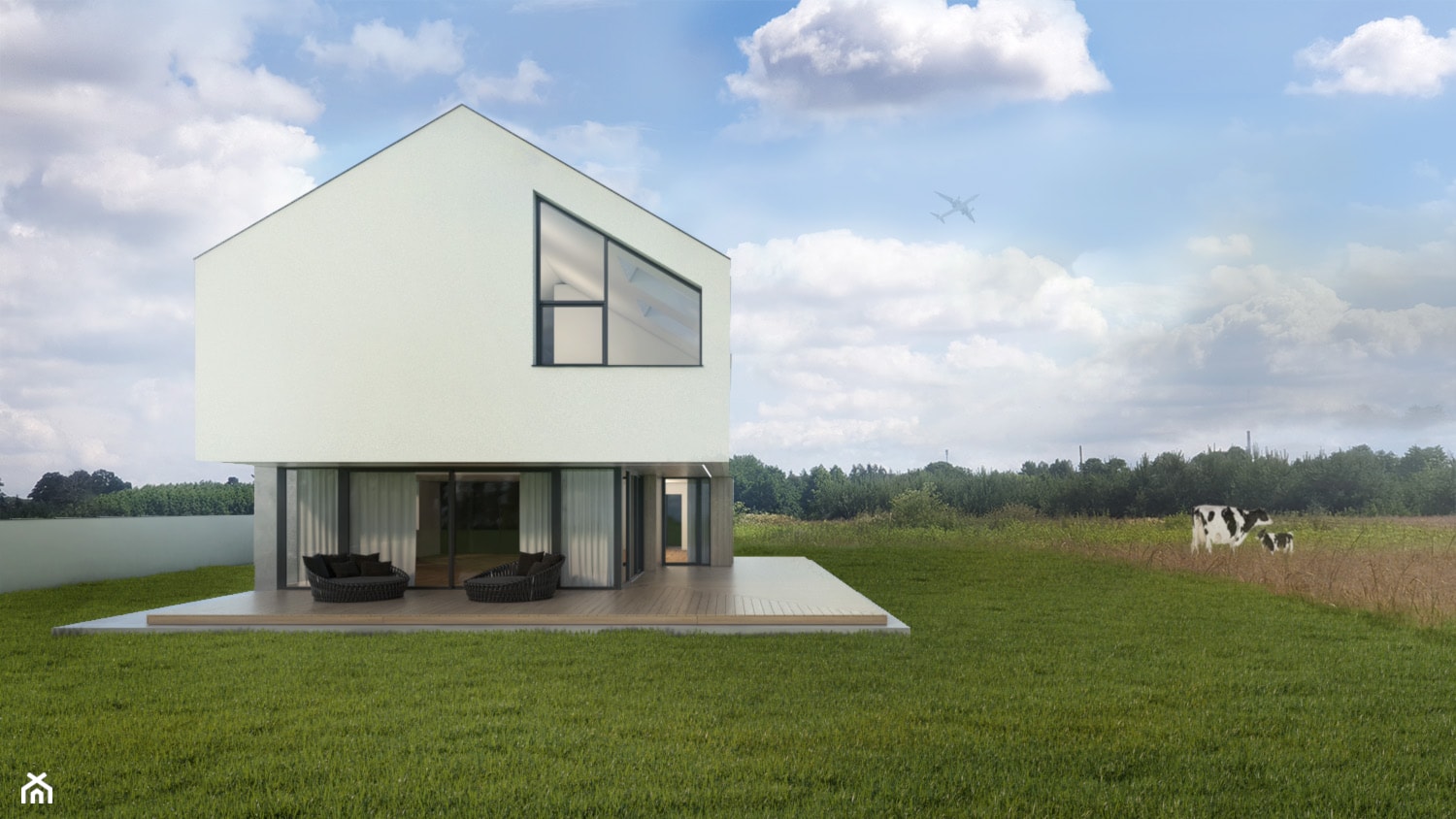 Projekt domu z dachem dwuspadowym - zdjęcie od BIAMS Budownictwo i Architektura Marcin Sieradzki - projektant, architekt - Homebook
