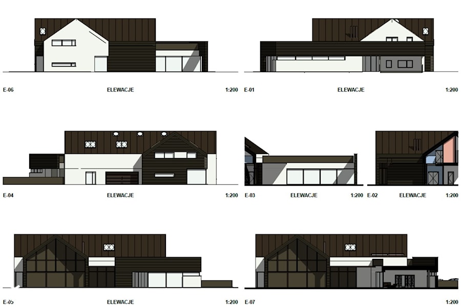 Rzuty elewacji domu jednorodzinnego - zdjęcie od BIAMS Budownictwo i Architektura Marcin Sieradzki - projektant, architekt