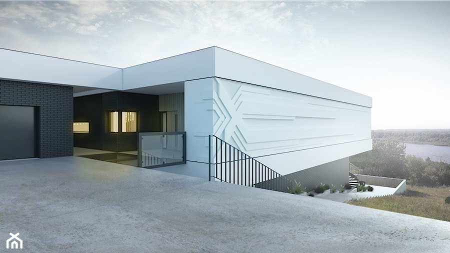 Projekt elewacji i garażu budynku mieszkalnego - zdjęcie od BIAMS Budownictwo i Architektura Marcin Sieradzki - projektant, architekt