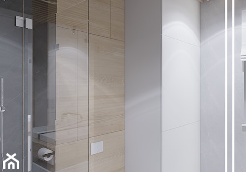 niepołomice - Mała bez okna z marmurową podłogą z punktowym oświetleniem łazienka, styl nowoczesny - zdjęcie od ajaje - architekci & projektanci wnętrz