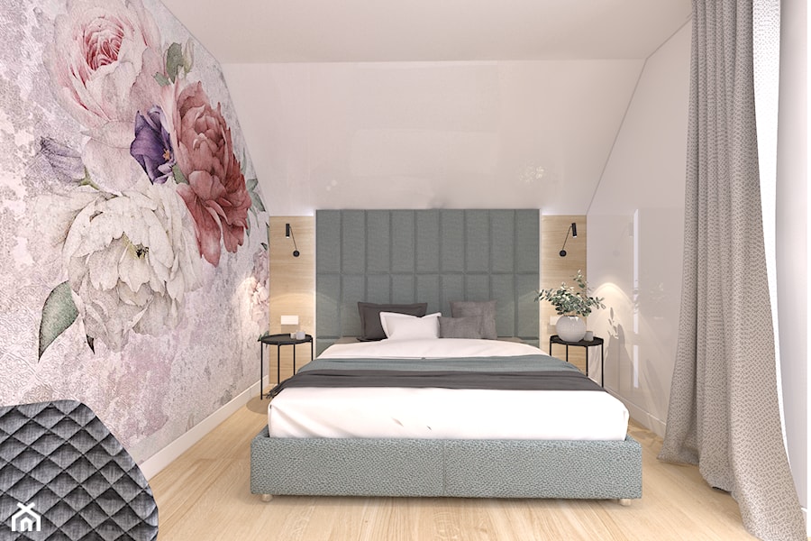 niepołomice - Średnia szara sypialnia na poddaszu, styl nowoczesny - zdjęcie od ajaje - architekci & projektanci wnętrz