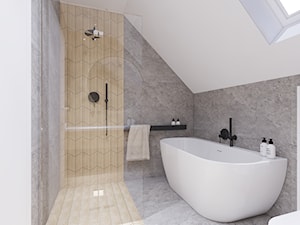 niepołomice - Średnia na poddaszu łazienka z oknem, styl nowoczesny - zdjęcie od ajaje - architekci & projektanci wnętrz