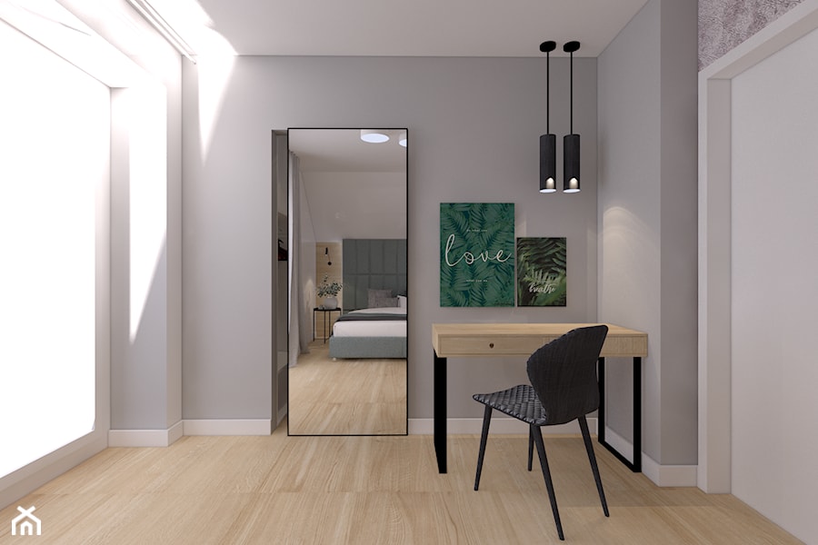 niepołomice - Średnia szara z biurkiem sypialnia, styl nowoczesny - zdjęcie od ajaje - architekci & projektanci wnętrz