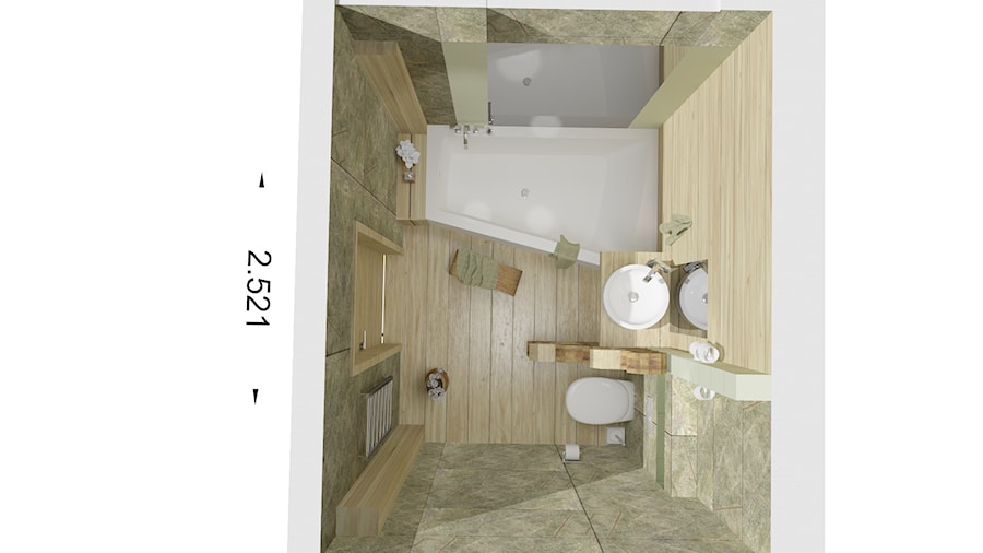 Łazienka zieleń-drewno - Mała bez okna z lustrem łazienka, styl nowoczesny - zdjęcie od MRÓZdesign