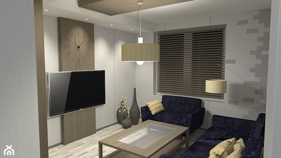 Projekt Mieszkania z garderobą w sypialni - Salon, styl nowoczesny - zdjęcie od MRÓZdesign