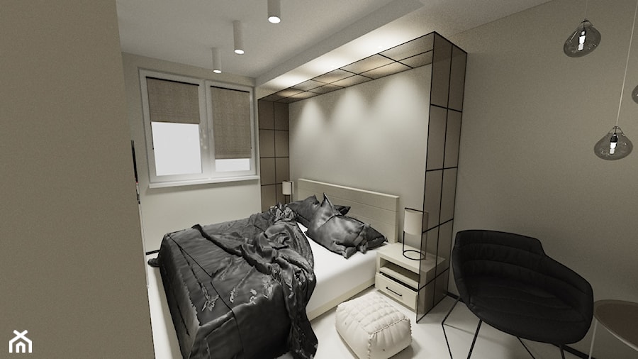 Projekt Mieszkania z garderobą w sypialni - Sypialnia, styl nowoczesny - zdjęcie od MRÓZdesign