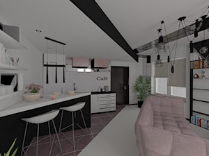 Salon z kuchnią - Mały biały salon z kuchnią z jadalnią, styl nowoczesny - zdjęcie od MRÓZdesign