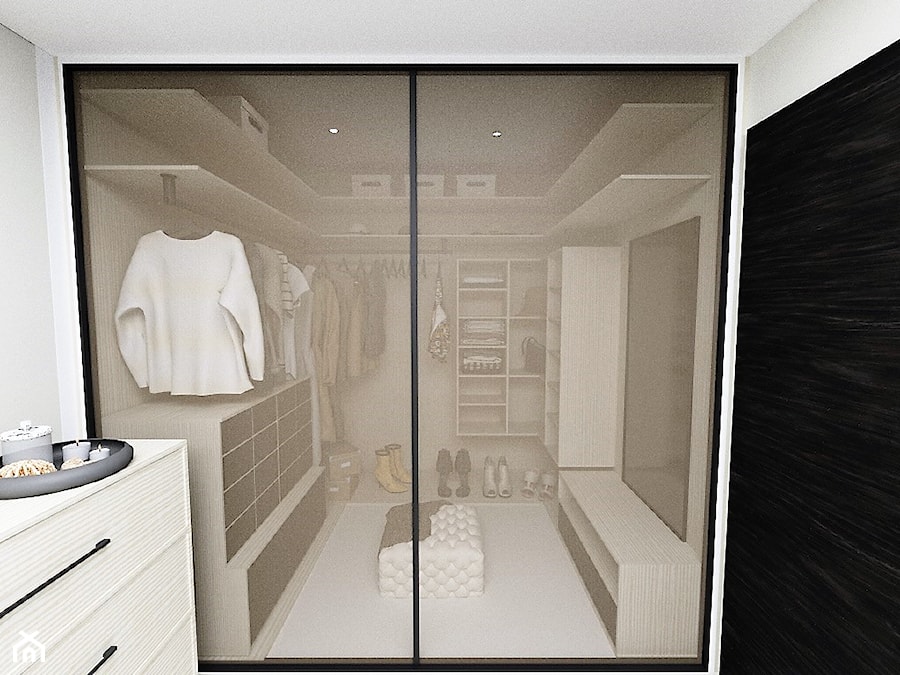 Projekt Mieszkania z garderobą w sypialni - Garderoba, styl nowoczesny - zdjęcie od MRÓZdesign