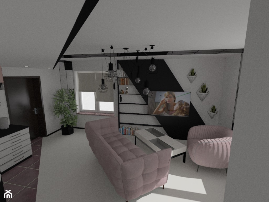 Salon z kuchnią - Mały szary salon, styl nowoczesny - zdjęcie od MRÓZdesign - Homebook