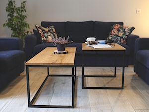 Stoliki kawowe dębowe - Mały szary salon, styl minimalistyczny - zdjęcie od RÖSKO Project