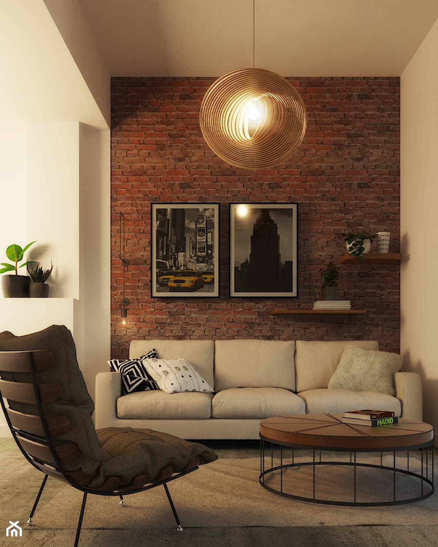 visualization of the industrial livingroom - zdjęcie od LazyPanda Studio