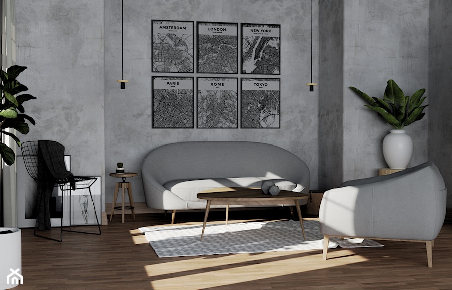 wizualizacja salonu - styl skandynawski - Średni salon, styl minimalistyczny - zdjęcie od LazyPanda Studio