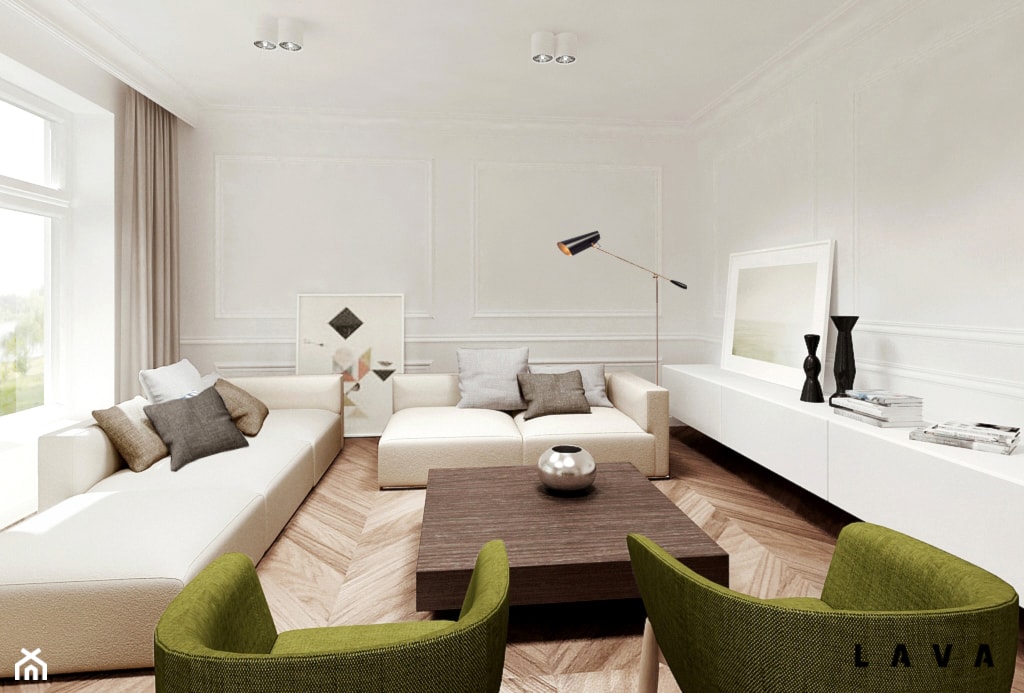 eklektyczne powiązania - Średni biały salon, styl nowoczesny - zdjęcie od LAVA Projektowanie Wnętrz - Homebook