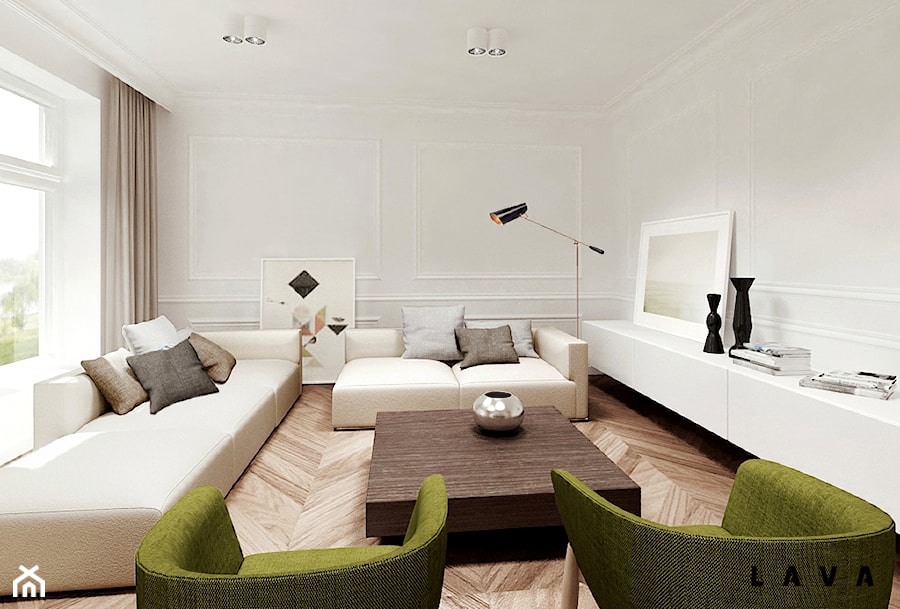 eklektyczne powiązania - Średni biały salon, styl nowoczesny - zdjęcie od LAVA Projektowanie Wnętrz