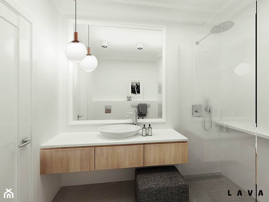 Apartament dla dwojga - Mała bez okna łazienka, styl nowoczesny - zdjęcie od LAVA Projektowanie Wnętrz