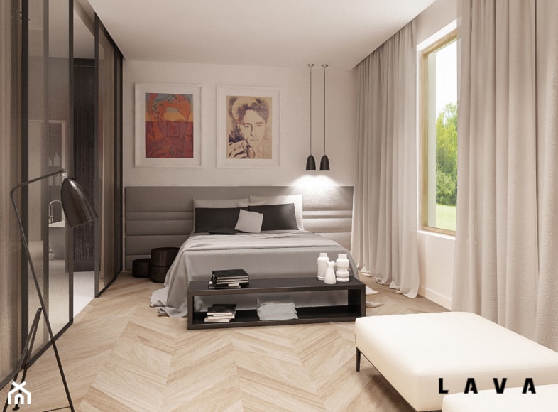 mile widziana prostota - Średnia biała sypialnia z łazienką, styl nowoczesny - zdjęcie od LAVA Projektowanie Wnętrz