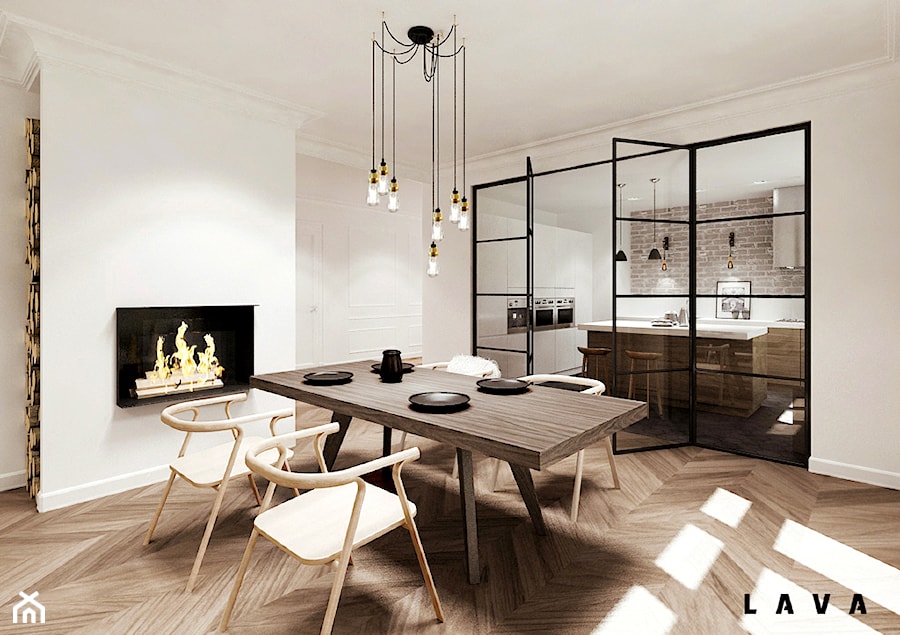 eklektyczne powiązania - Duża beżowa jadalnia jako osobne pomieszczenie, styl nowoczesny - zdjęcie od LAVA Projektowanie Wnętrz